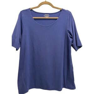 EUC Chico's The Ultimate Tee Womens Size 2  Purple Elbow Sleeve Scoop Neck